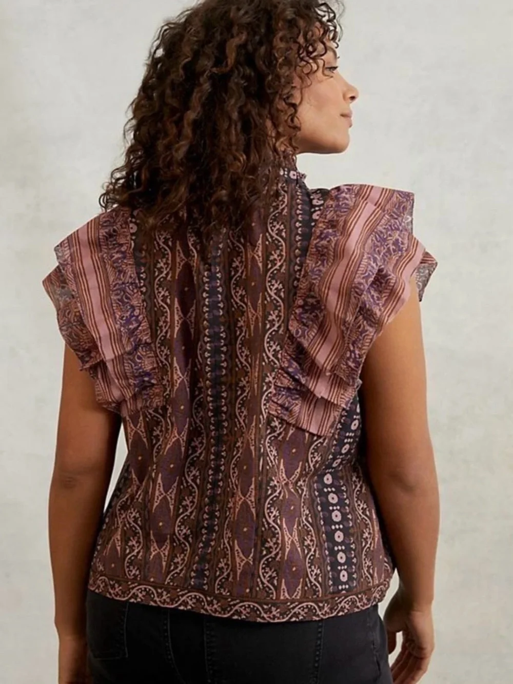 NWT Othilla for Anthropologie Thessaly Ruffled High Neck Blouse 1x - Picture 3 of 6